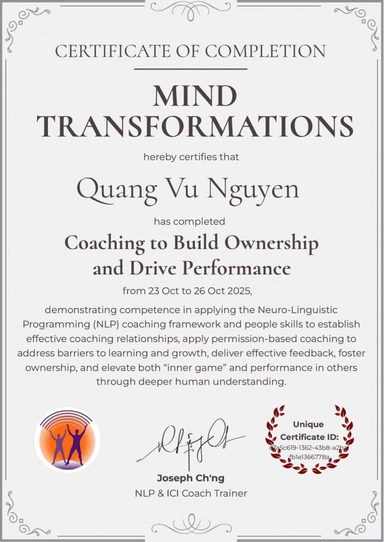 Mind Transformation Certificate